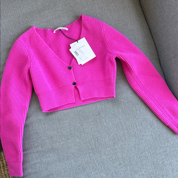 T by Alexander Wang Fuchsia Cropped Cardigan